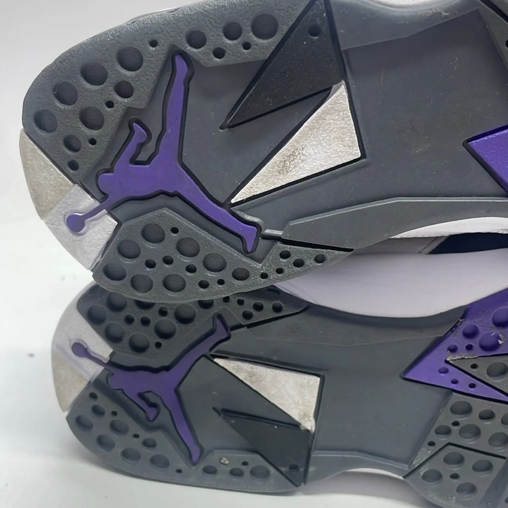 Men’s Air Jordan 7 Retro White/Gray/Purple CU9307-100 USED Size 9.5 without box - Picture 7 of 11